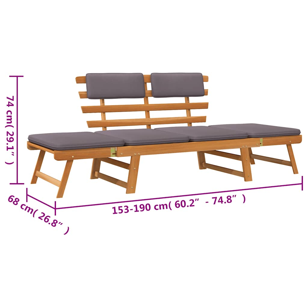 Sedia lunga con cuscino da 2 in 1 190 cm Acacia Transat Wood