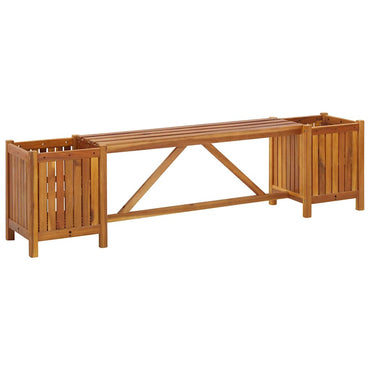 Garden bench with 2 planters 150x30x40 cm acacia wood