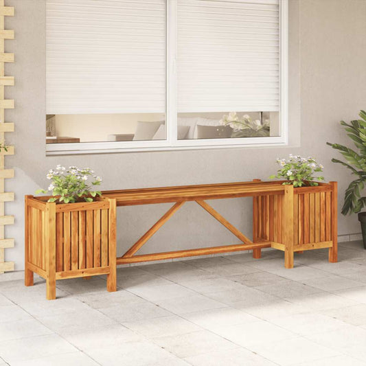 Garden bench with 2 planters 150x30x40 cm acacia wood