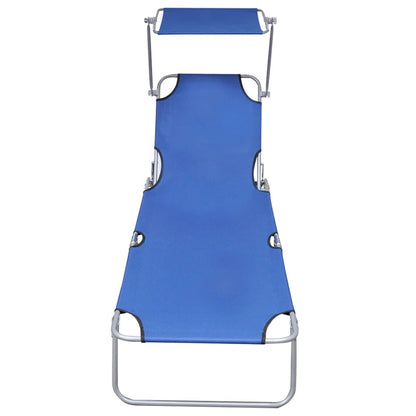 Sedia lunga pieghevole con tenda blu in alluminio