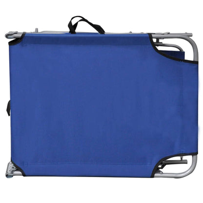 Sedia lunga pieghevole con tenda blu in alluminio