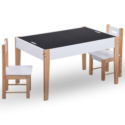 Set of tables and chairs for children 3 pcs black and white