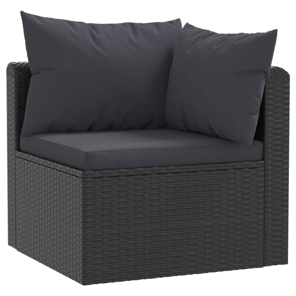 Salon de jardin 7 pcs avec coussins Résine tressée Noir Elegance