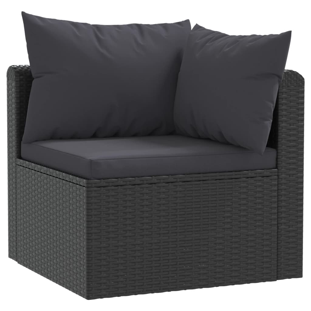 Muebles de jardín de 5 PC con cojines de resina trenzado negro