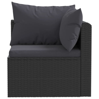 Muebles de jardín de 5 PC con cojines de resina trenzado negro