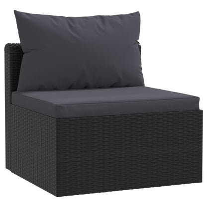 Muebles de jardín de 5 PC con cojines de resina trenzado negro