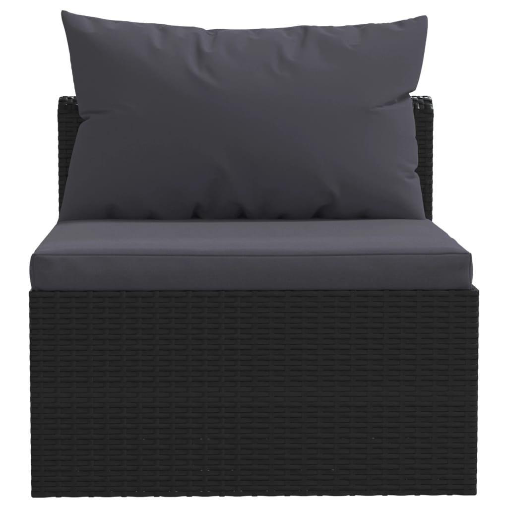 Muebles de jardín de 5 PC con cojines de resina trenzado negro