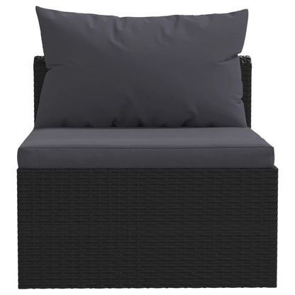 Muebles de jardín de 5 PC con cojines de resina trenzado negro