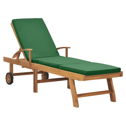 Chaise longue avec coussin Bois de teck Transat Vert