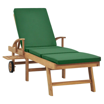 Chaise longue avec coussin Bois de teck Transat Vert