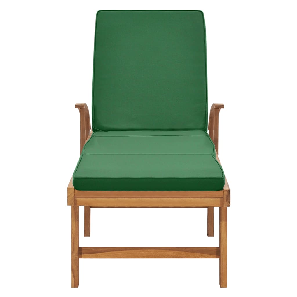 Chaise longue avec coussin Bois de teck Transat Vert