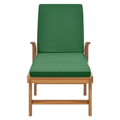 Chaise longue avec coussin Bois de teck Transat Vert