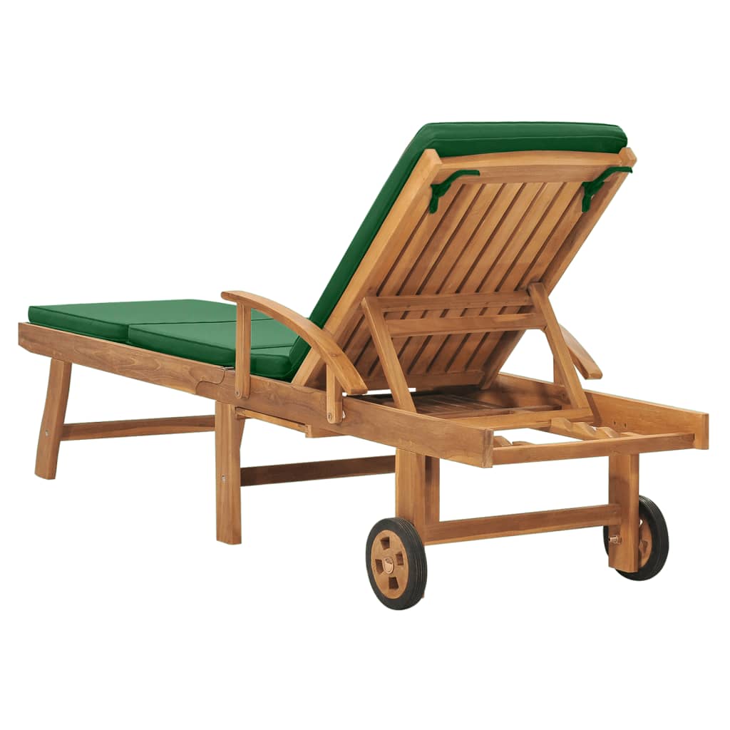 Chaise longue avec coussin Bois de teck Transat Vert