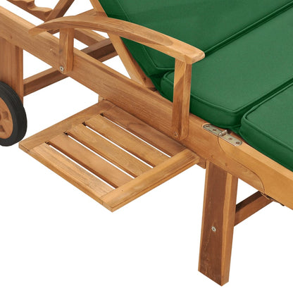 Chaise longue avec coussin Bois de teck Transat Vert