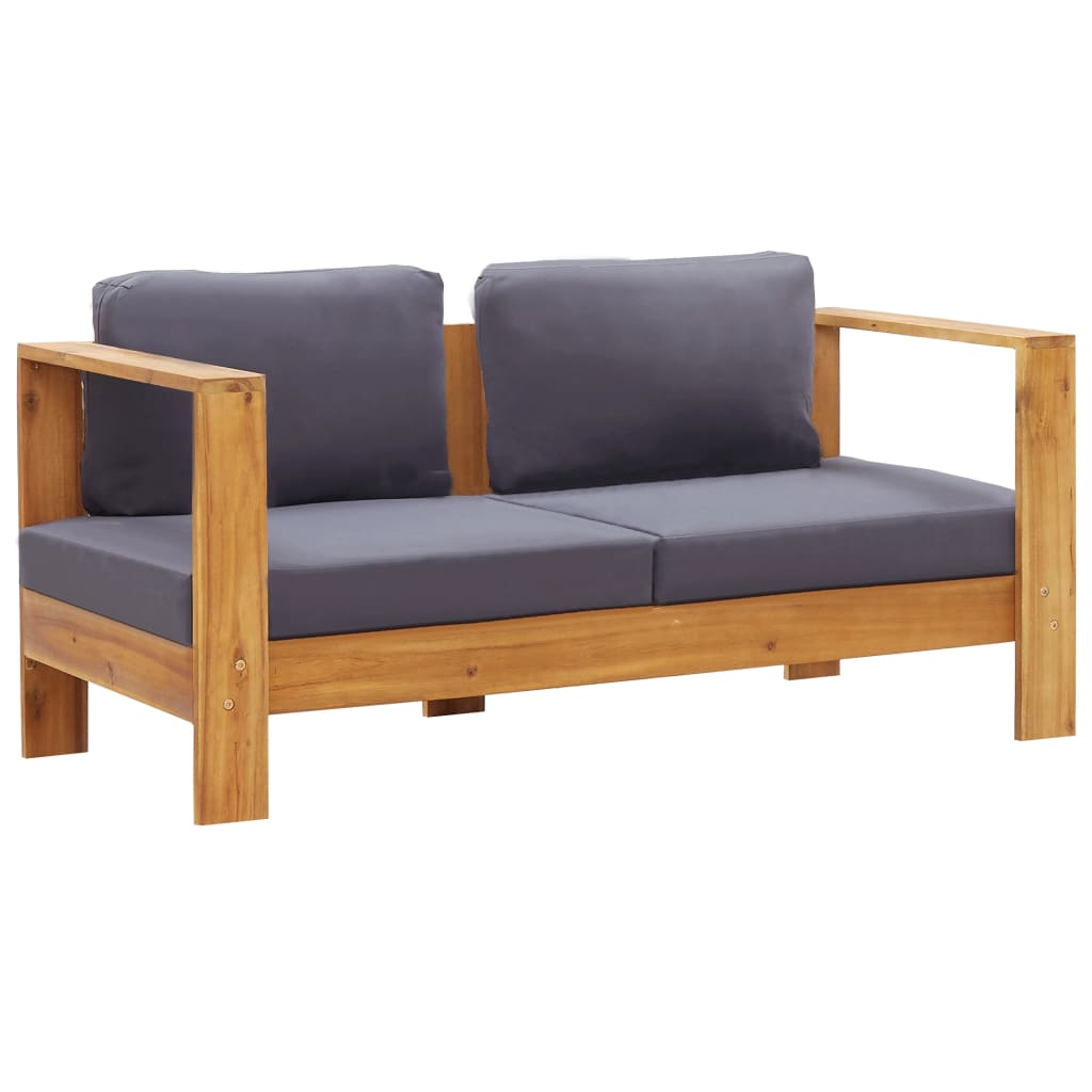 Garden bench with cushions 140 cm Acacia Wood Solid Gray