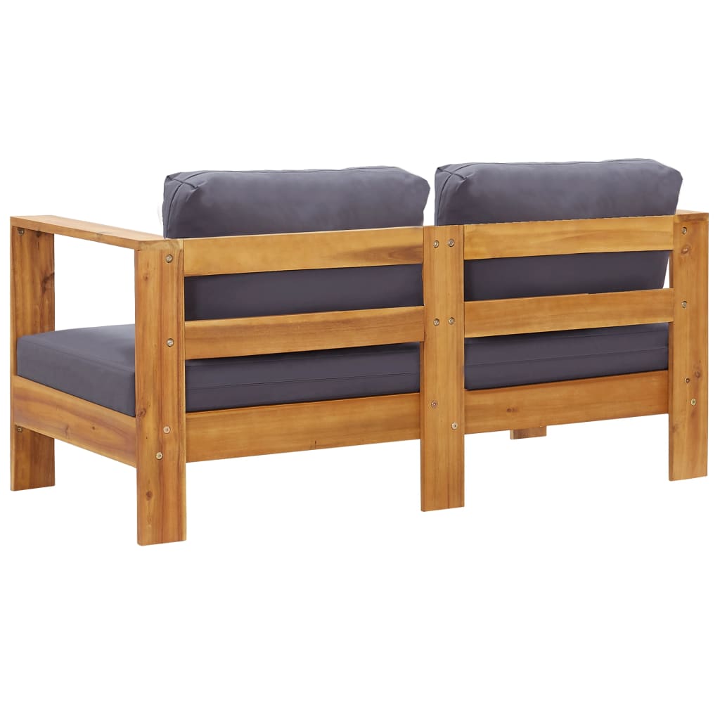 Garden bench with cushions 140 cm Acacia Wood Solid Gray