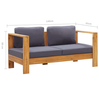 Garden bench with cushions 140 cm Acacia Wood Solid Gray