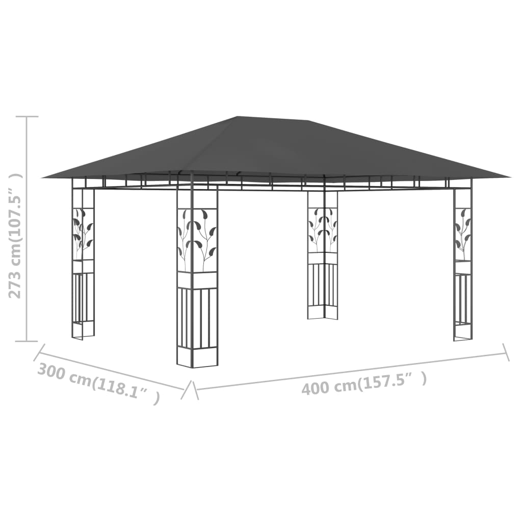 Pergola con 4x3x2,73 M Mosquito Antracite Net 180 g/m²