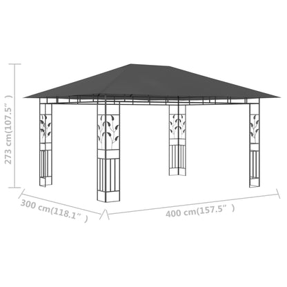 Pergola con 4x3x2,73 M Mosquito Antracite Net 180 g/m²