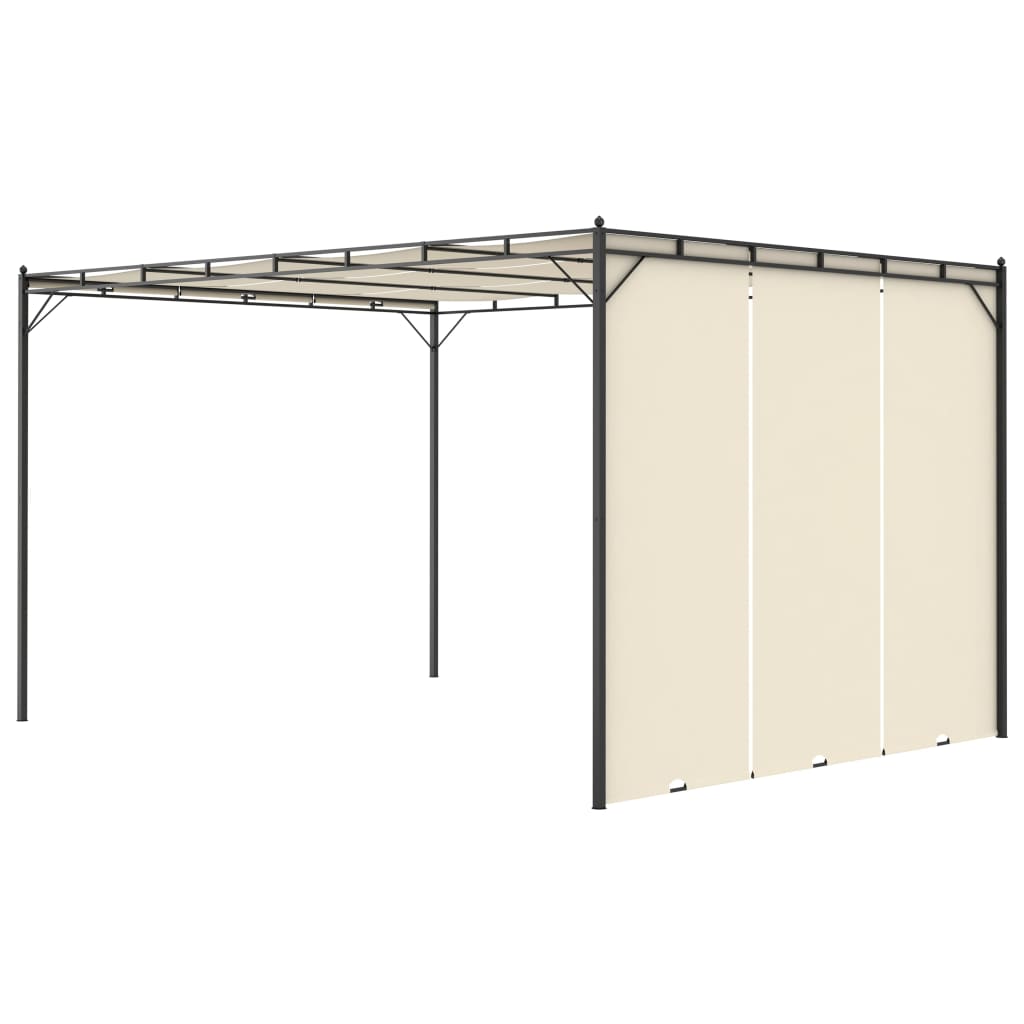 Garden belvedere with side curtain 4x3x2.25 m cream