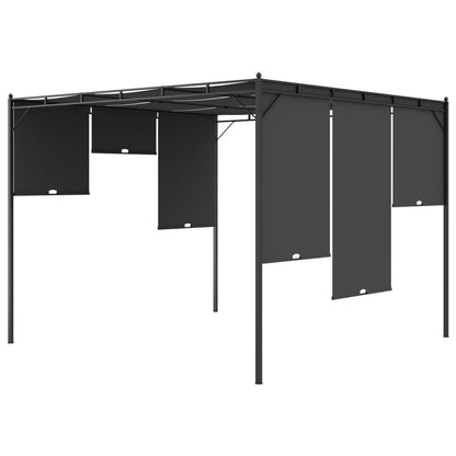 Garden belvedere with side curtain 3x3x2.25 m anthracite