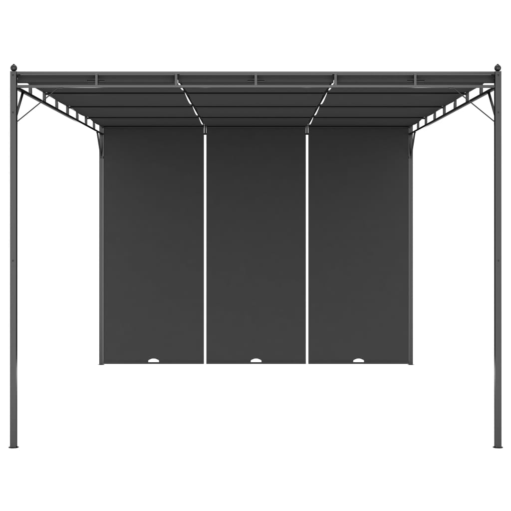 Garden belvedere with 4x3x2.25 m anthracite side curtain