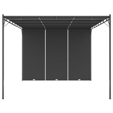 Garden belvedere with 4x3x2.25 m anthracite side curtain