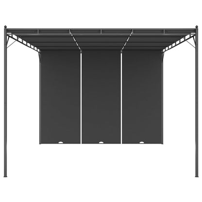 Garden belvedere with 4x3x2.25 m anthracite side curtain