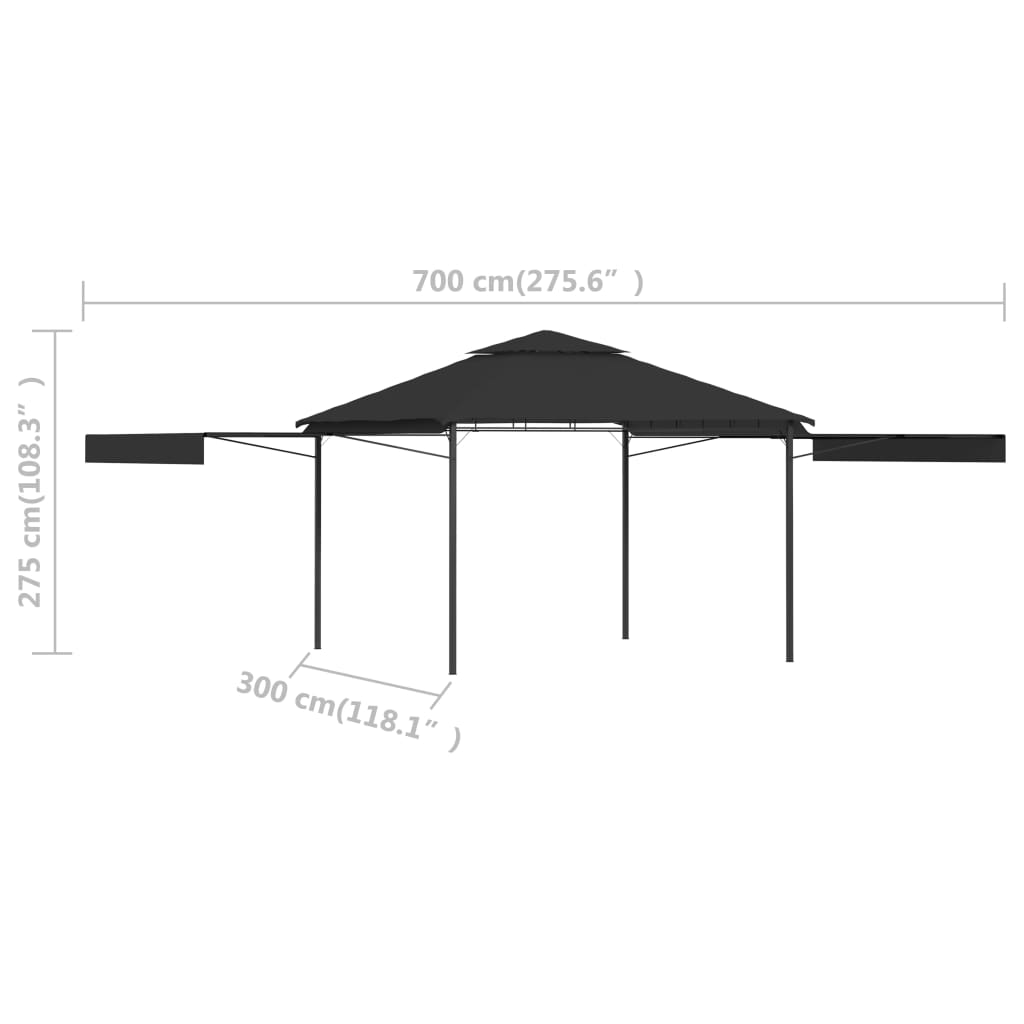 Estensione di Belvedere e doppi tetti 3x3x2,75 M Antracite 180G/m²