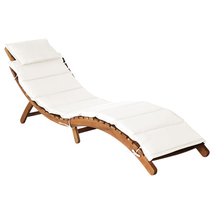 Chaise longue avec coussin Bois Acacia Transat Crème