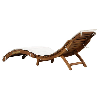 Chaise longue avec coussin Bois Acacia Transat Crème