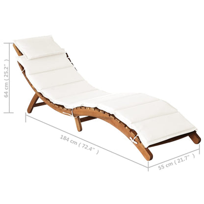 Chaise longue avec coussin Bois Acacia Transat Crème