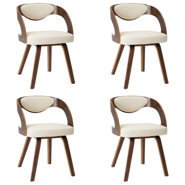 Dining chairs Lot of 4 curved wood cream and imitation leather