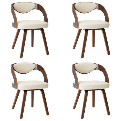 Dining chairs Lot of 4 curved wood cream and imitation leather