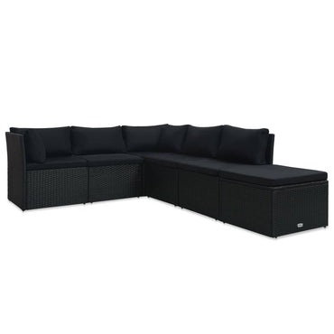 Muebles de jardín de 4 pcs con cojines de resina trenzados negros