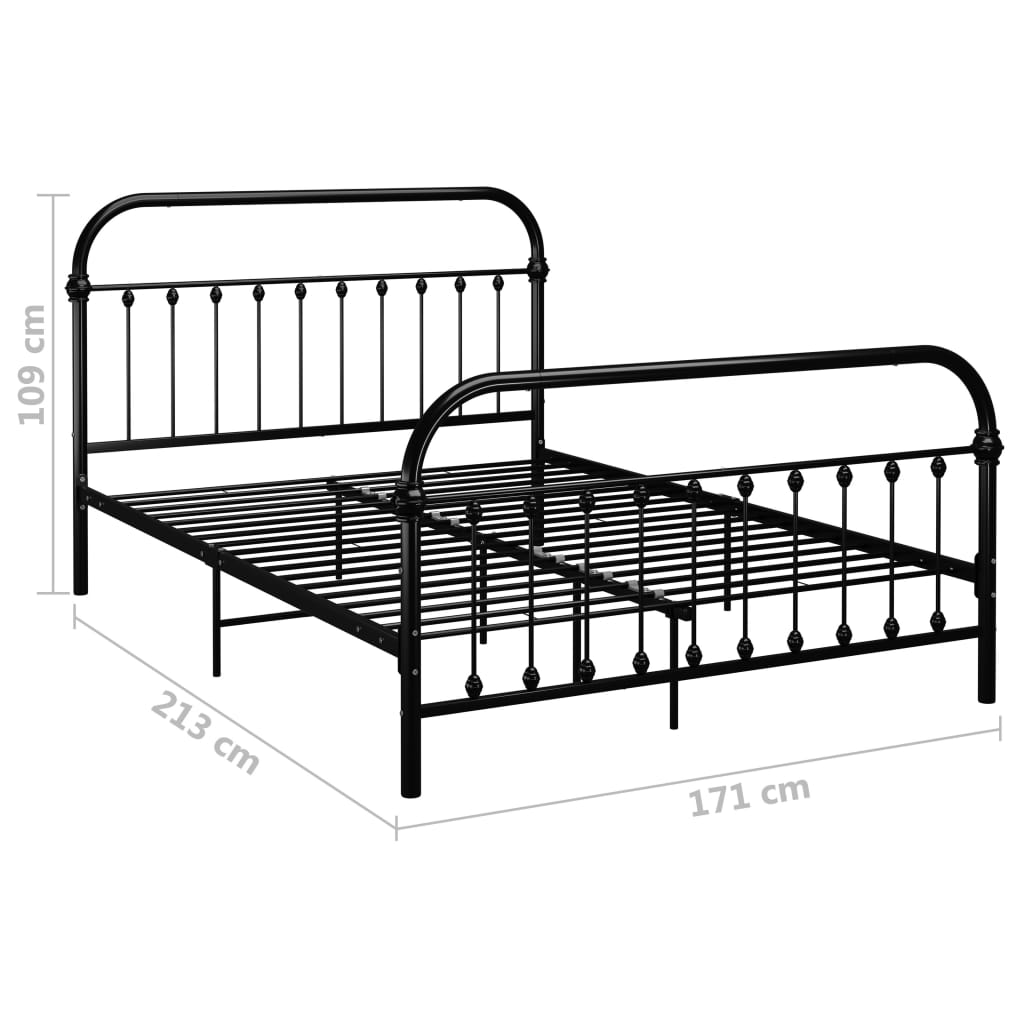 Metal bed with black bed head 160x200 cm