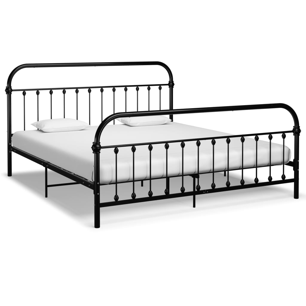 Bed frame with black bed head 180x200 cm metal