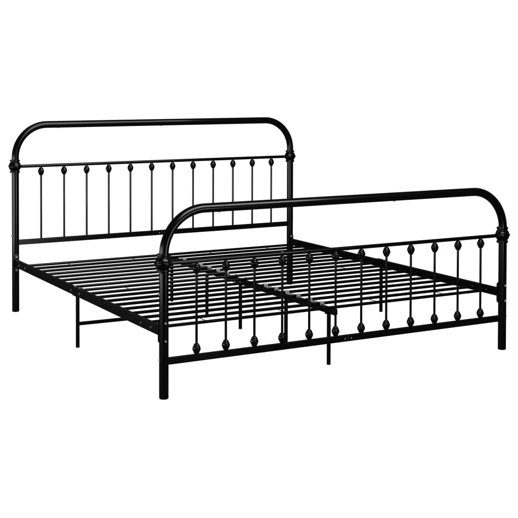 Bed frame with black bed head 180x200 cm metal