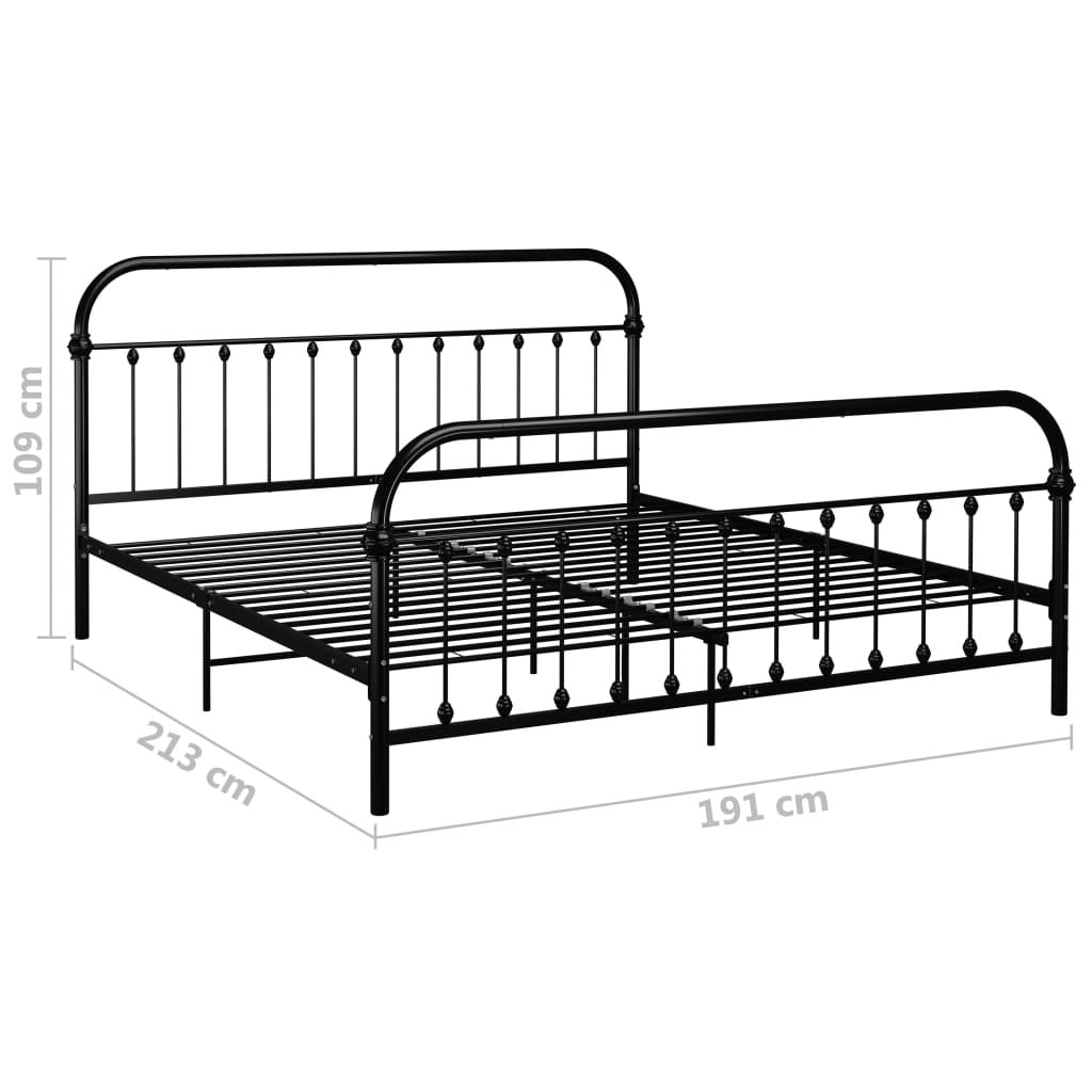 Bed frame with black bed head 180x200 cm metal