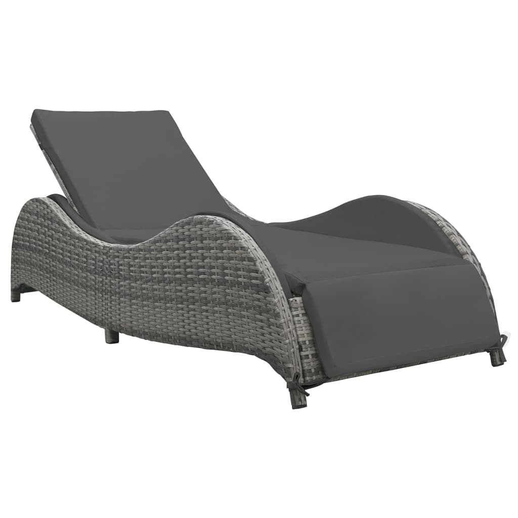 Chaise longue avec coussin Résine tressée Anthracite