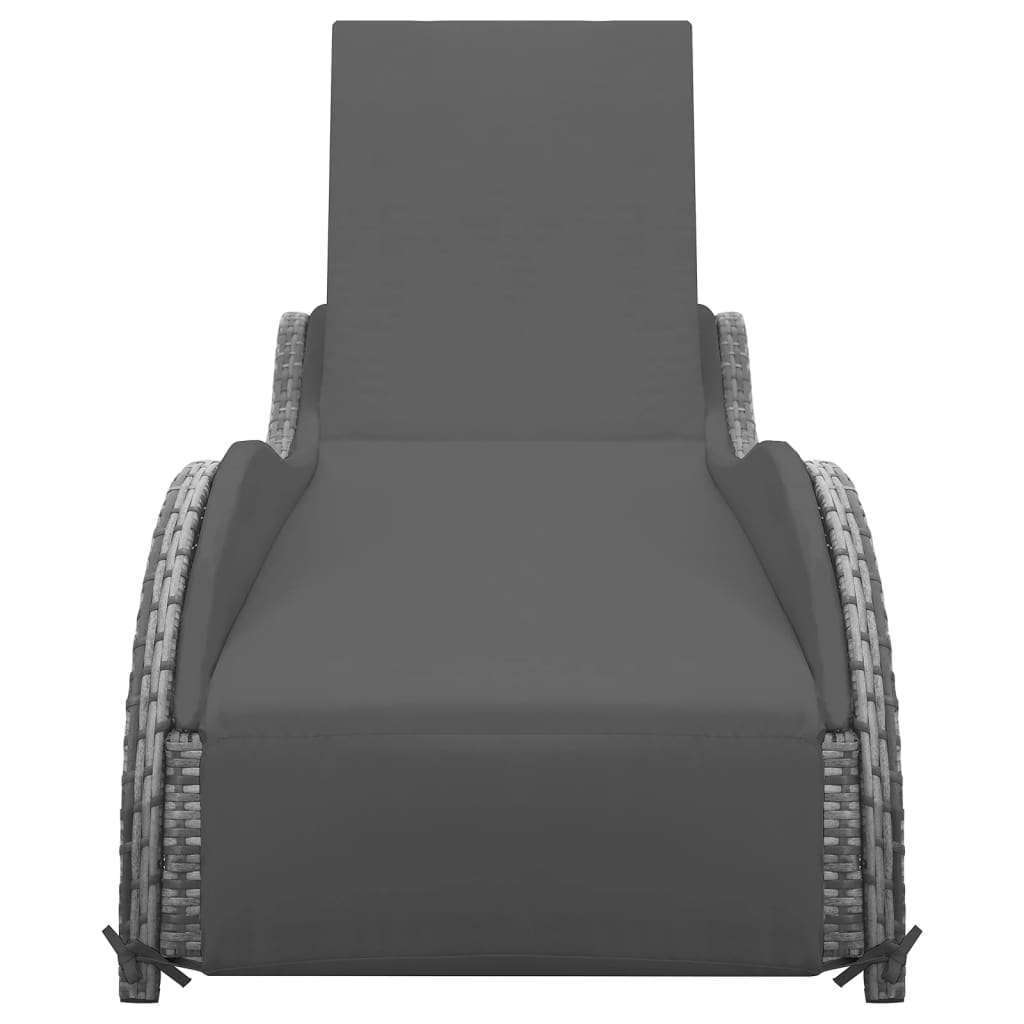 Chaise longue avec coussin Résine tressée Anthracite