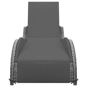 Chaise longue avec coussin Résine tressée Anthracite