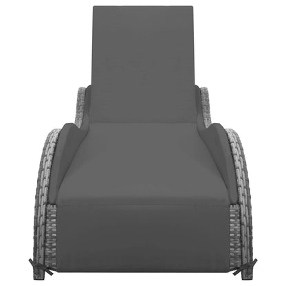 Chaise longue avec coussin Résine tressée Anthracite