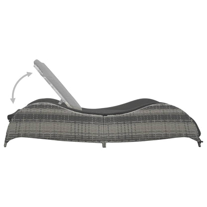 Chaise longue avec coussin Résine tressée Anthracite