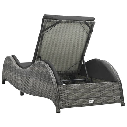 Chaise longue avec coussin Résine tressée Anthracite