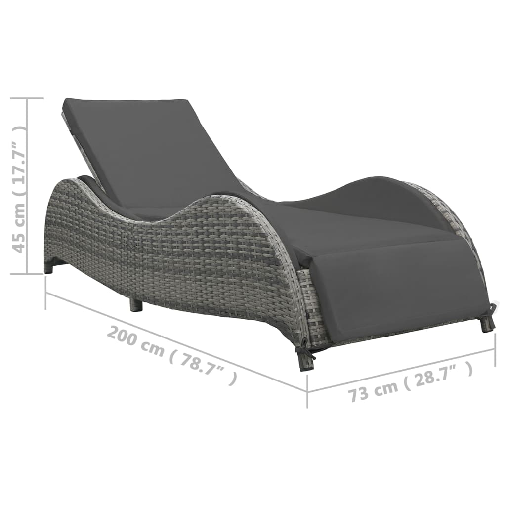 Chaise longue avec coussin Résine tressée Anthracite