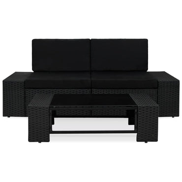 Muebles de jardín 3 pcs resina trenzada negra