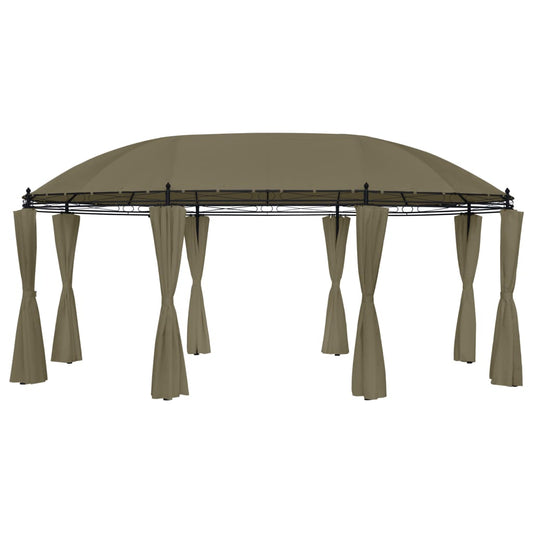 Belvedere with curtains 520x349x255 cm taupe 180 g/m²