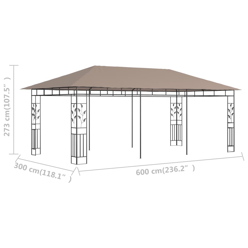 Pergola con zanzara netta 6x3x2,73 m Taupe 180 g/m²