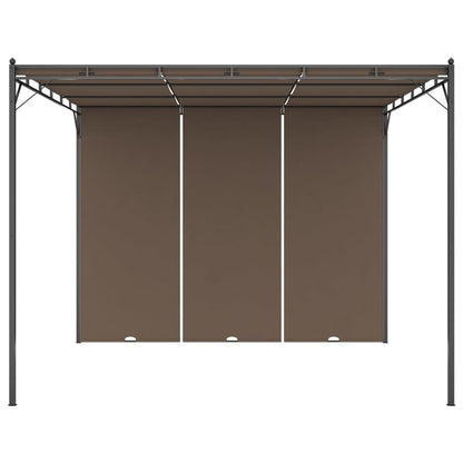 Garden belvedere with side curtain 3x3x2.25 m taupe